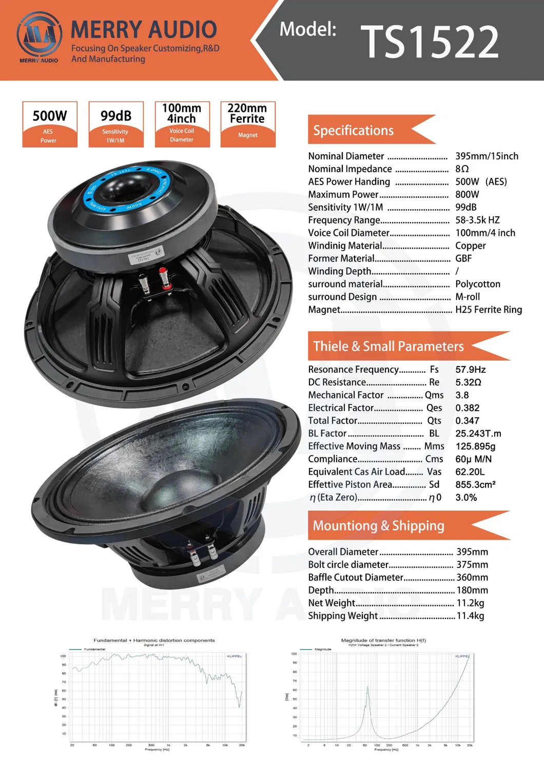 15-Zoll-PA-Audio-Lautsprechertreiber, professioneller Lautsprecher, PRO-Audio-Bass-Woofer